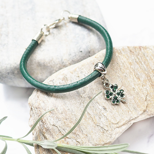 bransoletki skórzane GREEN JOY- skórzana bransoletka z koniczynką