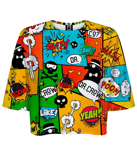 t-shirt damskie DR.CROW T-shirt Krótki CROP Komiks