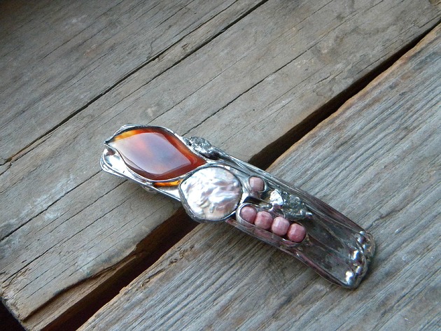 spinki i klamry do włosów Duży liść - klamra