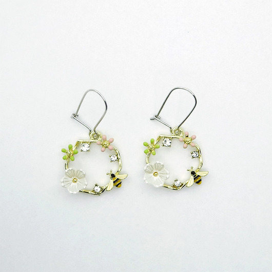 kolczyki - inne Kolczyki wiszące - Wianek, pszczółki