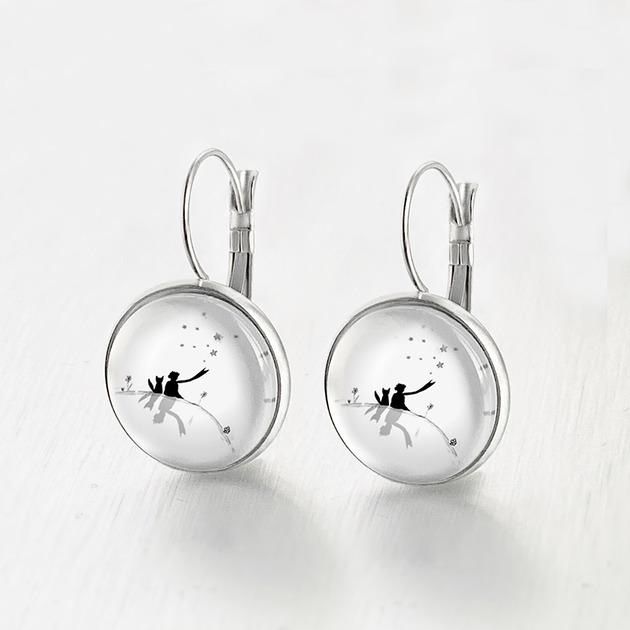kolczyki srebrne Mały Książę Friends, stalowe kolczyki