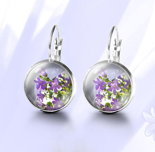 kolczyki szklane Kolczyki - Fioletowy kwiat