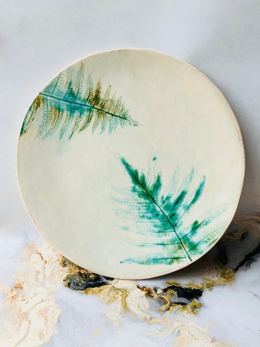 patery i talerze Talerz ceramiczny Tańczące paprocie