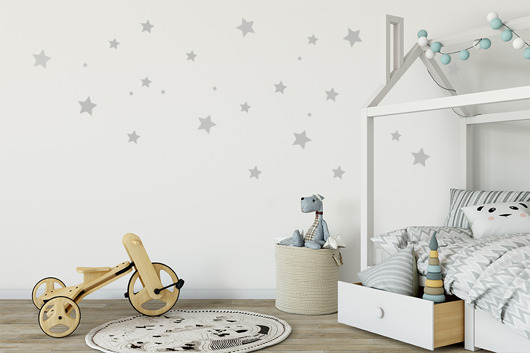 Naklejki na ścianę szare Gwiazdki, 122 szt Wallie Studio Dekoracji