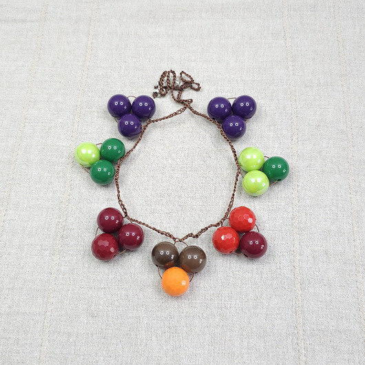 korale 6939 Kolorowy Naszyjnik Geometryczny z Dużych Akrylowych Korali