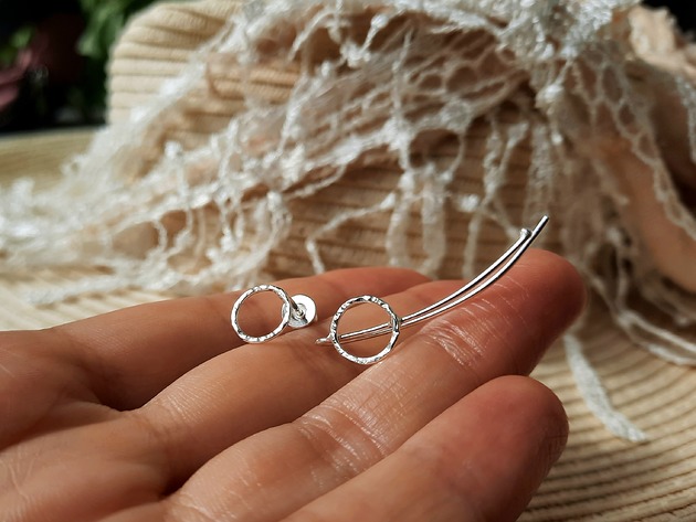 nausznice Komplet kolczyk- nausznica Koło ze srebra