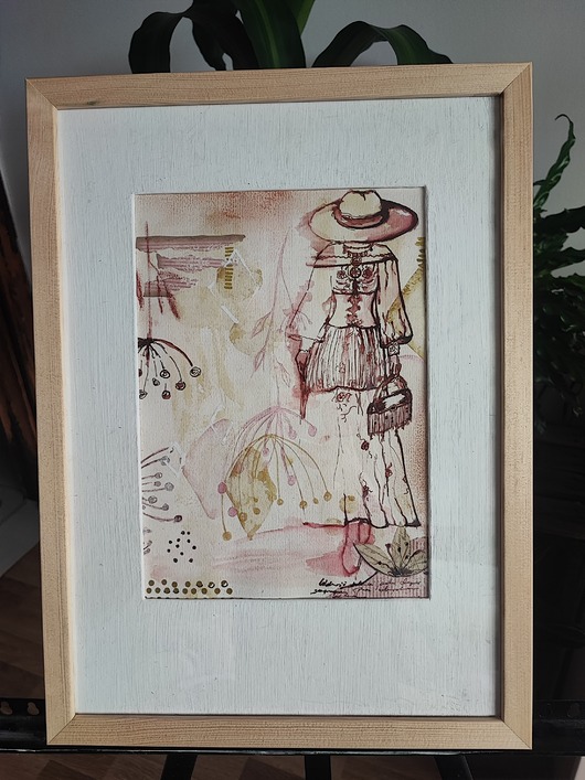obrazy Akwarela mixed media orginalny sygnowany