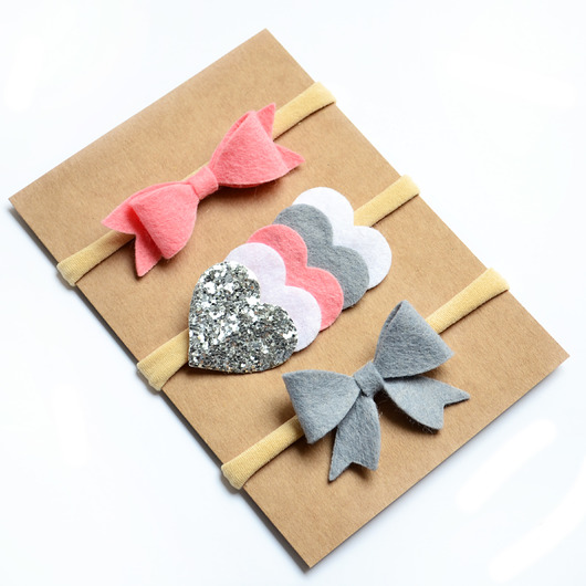 FairyBows zestaw opasek 3 sztuki kokardki serca FairyBows