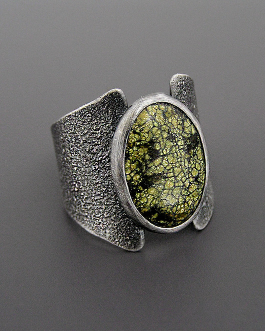 pierścionki srebrne Pierścionek Serpentynit - srebro 925, rozmiar 15