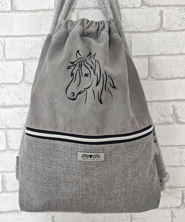 plecaki Worek z koniem z kieszonką na suwak