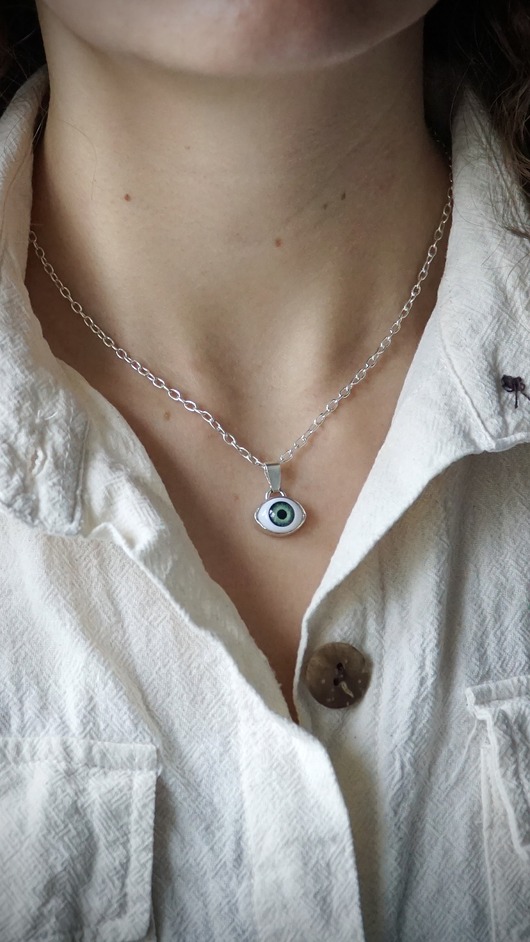 srebrne naszyjniki Naszyjnik OCULA mini green