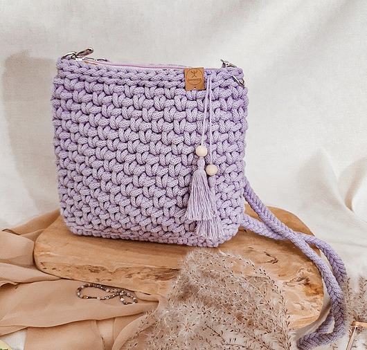 torby na ramię Torebka ze sznurka City bag - lawendowa