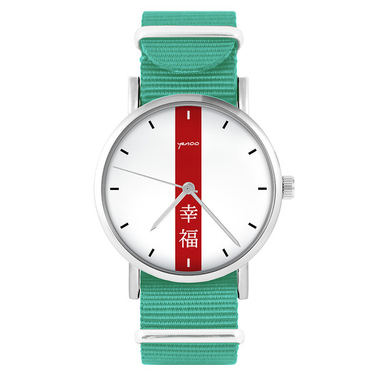 zegarki damskie Zegarek - Szczęście - turkusowy, nylonowy