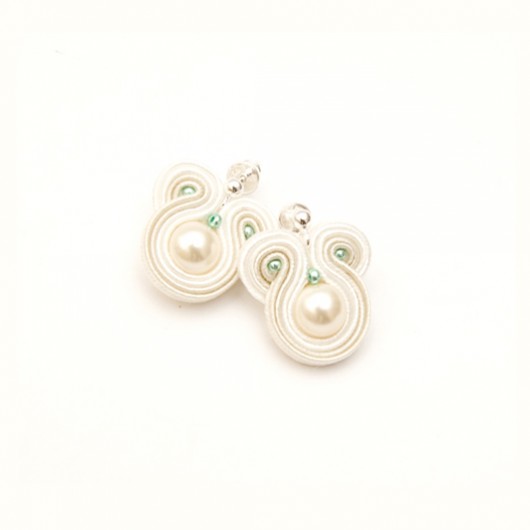 Kolczyki soutache - małe, perły, kryształ Swarovski maanuela