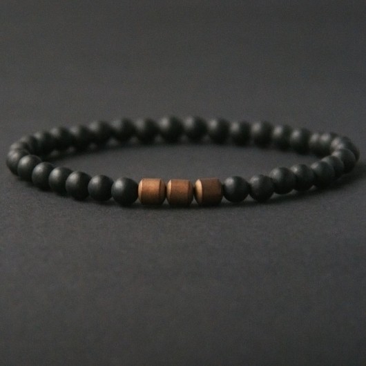 męska bransoletka : BLACK LAVA & copper II kaktusia