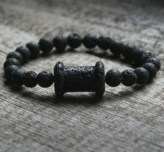 męska bransoletka :: black lava kaktusia