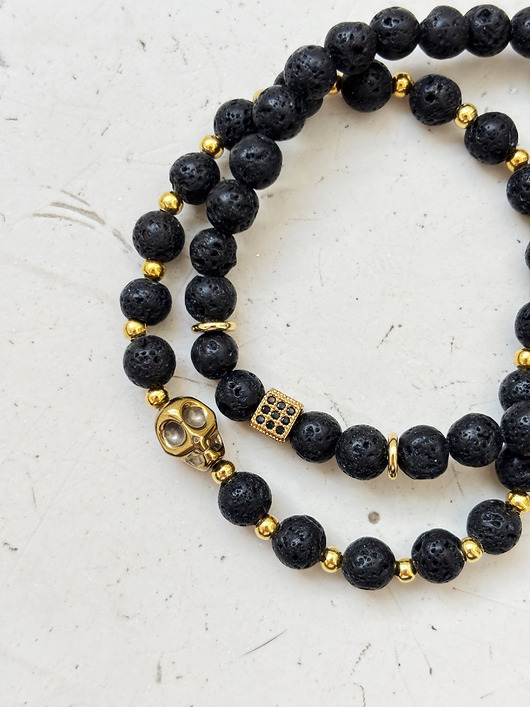 biżuteria męska Zestaw męskich bransoletek Lawa i Hematyt