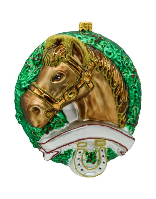 ozdoby choinkowe Bombka choinkowa: Koń w świątecznym wieńcu