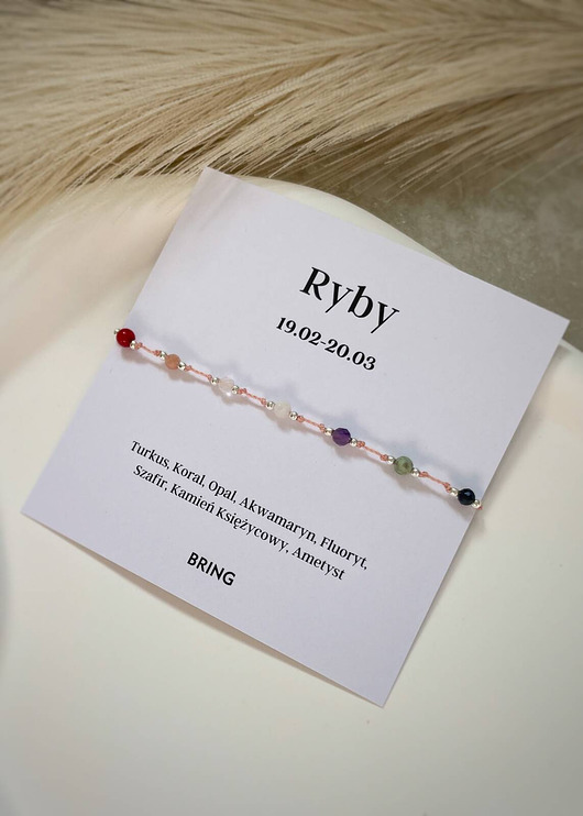 bransoletki z kamieni naturalnych Bransoletka znak zodiaku Ryby srebrne kulki