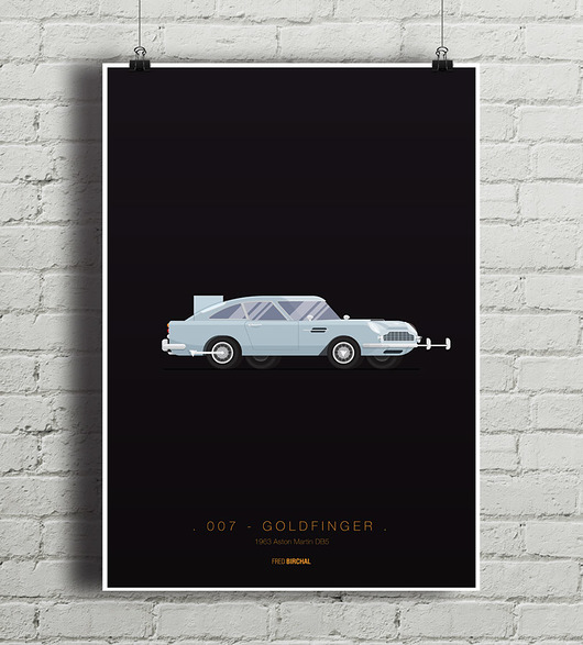 007 Goldfinger - Aston Martin - plakat minimalmill