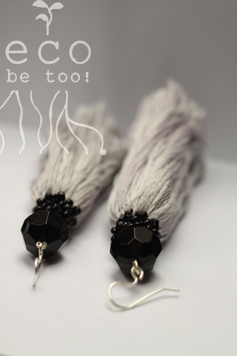 black&#039;n grey tassel earrings ecobetoo