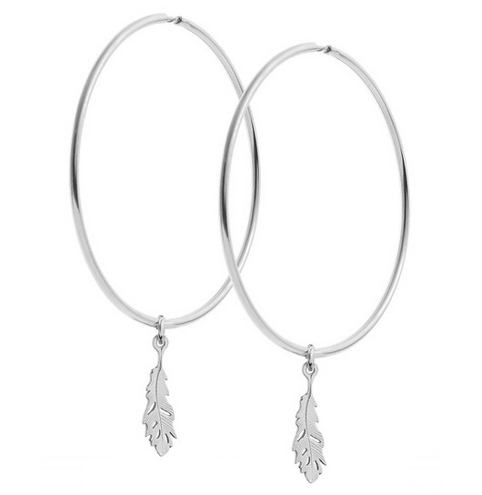 Kolczyki duże koła z piórkami - srebro 925 Coccola JEWELLERY