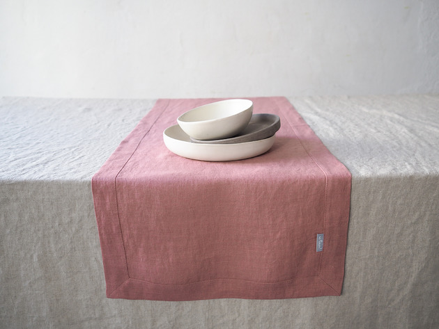 obrusy i serwetki Bieżnik Lniany DUSTY PINK