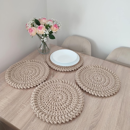 podkładki do kuchni Komplet podkładek ze sznurka 4szt 32cm