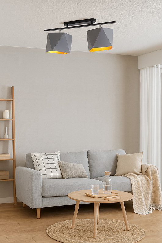 plafony Regulowana 2-płomienna lampa sufitowa LED z abażurami AKRON GOLD