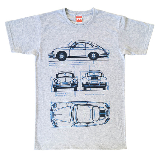 t-shirty męskie koszulka PORSCHE 356 GRAY tshirt