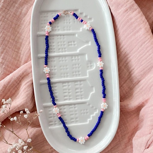 korale Naszyjnik  HIPPIE granat