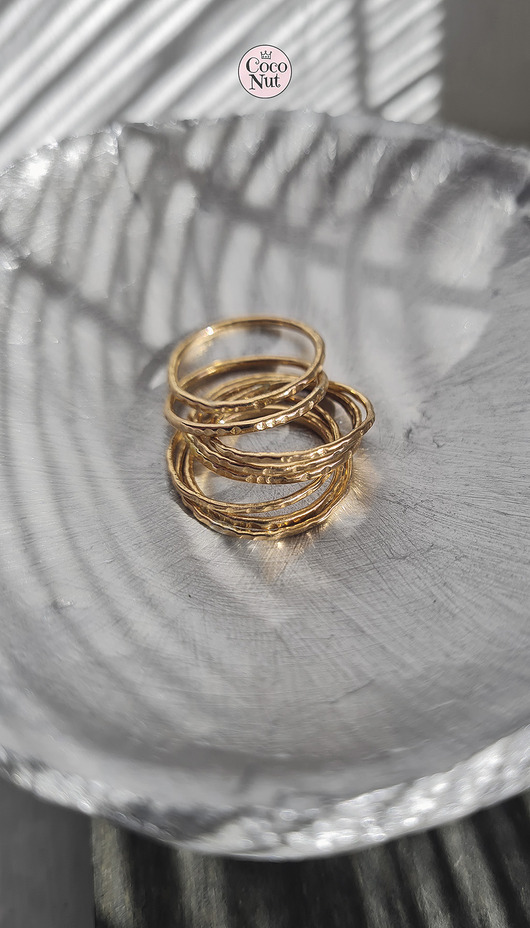 obrączki Komplet 6 obrączek TIDE srebro złocone