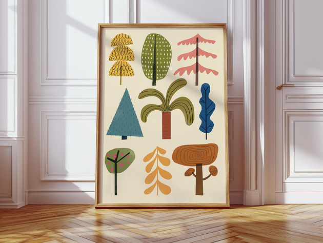 plakaty Plakat  Drzewa - wersja kolorowa