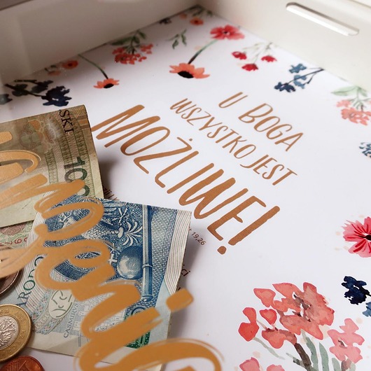 ramki na zdjęcia Ramka Skarbonka na I Komunię Świętą U Boga wszystko jest możliwe