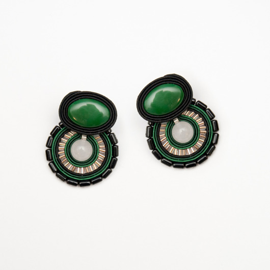 kolczyki soutache Zielone kolczyki soutache duże wkrętki