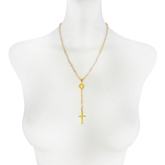 Różaniec Beige Gold Cross AFRODITTE COLLECTION