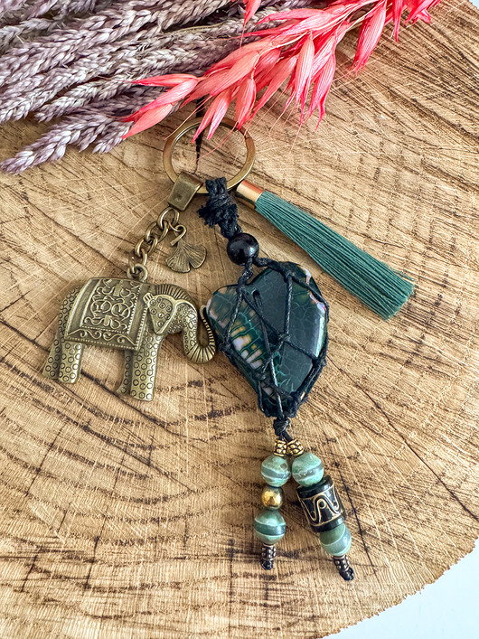 Akcesoria pozostałe Breloczek brelok do torebki boho agat serce słoń na szczęście