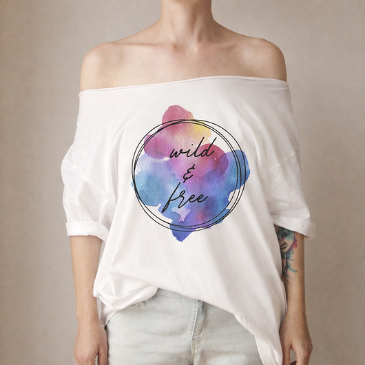 t-shirt damskie Wild and free  Oversize Biały