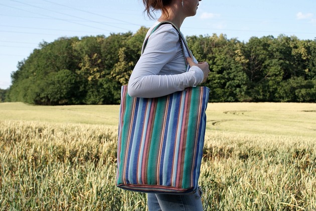 Owal shopper płótno paski manufakturaMMS