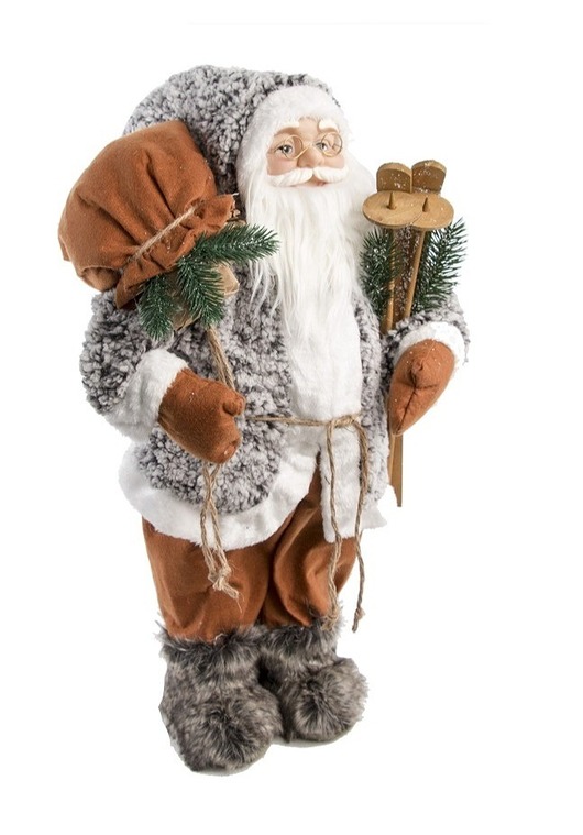 dekoracje świąteczne Dekoracja - święty Mikołaj z nartami i workiem 65x33 cm