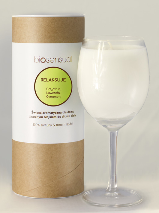 świece zapachowe Świeca do masażu i aromaterapii RELAKSUJE 200g KIELICH