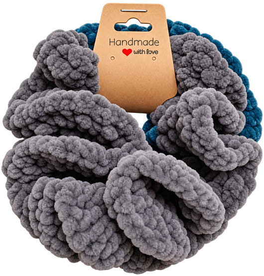 gumki do włosów Szydełkowe gumki do włosów Scrunchie szara i morska