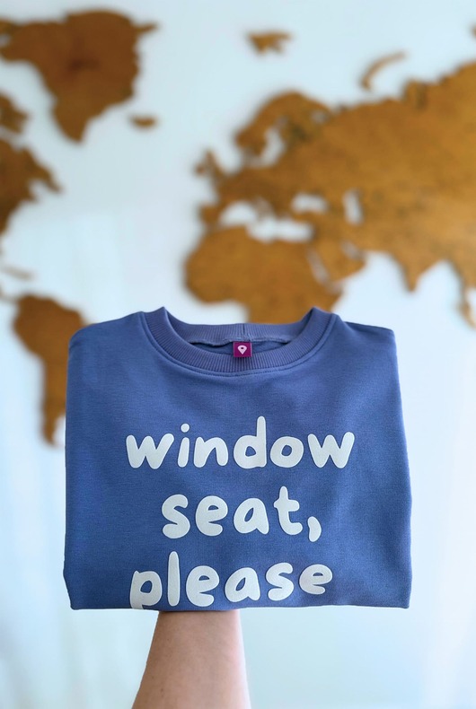 bluzy dla dziewczynki Bluza dziecięca WINDOW SEAT PLEASE - lawendowa