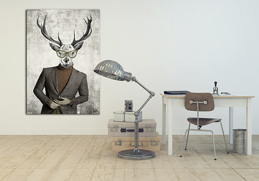 OBRAZ NA PŁÓTNIE -  70x100cm - JELEŃ HIPSTER LUdesign gallery