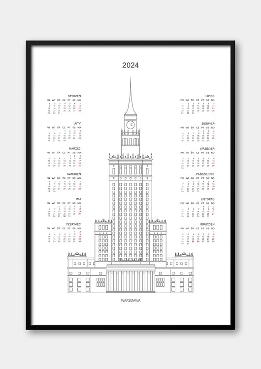 kalendarze i plannery Plakat Kalendarz Warszawa 2024