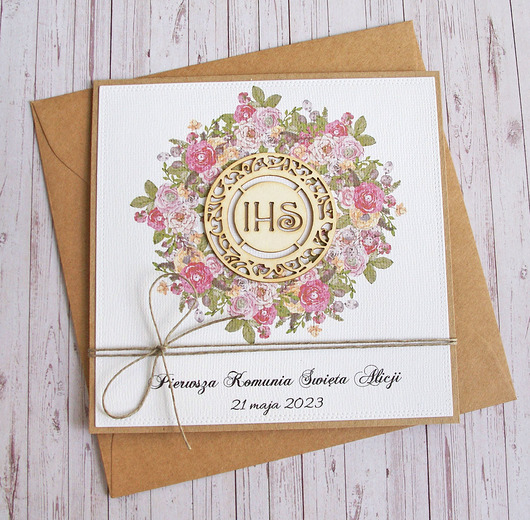 kartki na komunię Kartka, PERSONALIZACJA : I Komunia Święta : dla dziewczynki