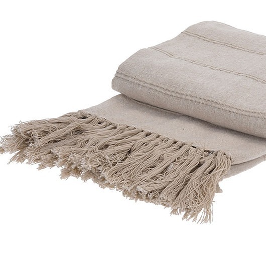 Koc z Frędzlami Pled Narzuta Beż 130x170 MIA home