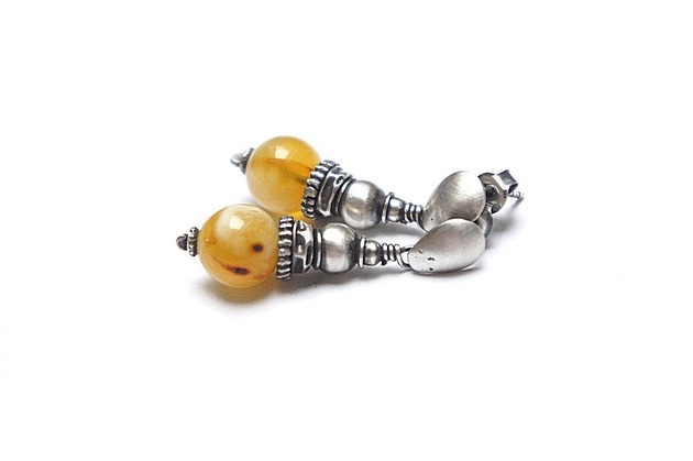 kolczyki z kamieniami Kolczyki Amber