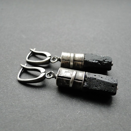 kolczyki srebrne Kolczyki srebrne czarny Turmalin