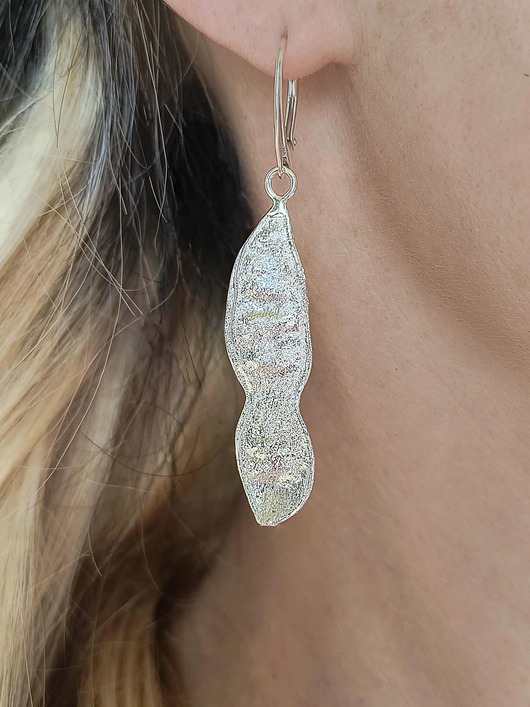 kolczyki srebrne Kolczyki srebrne Strączki Groszek jasne srebro